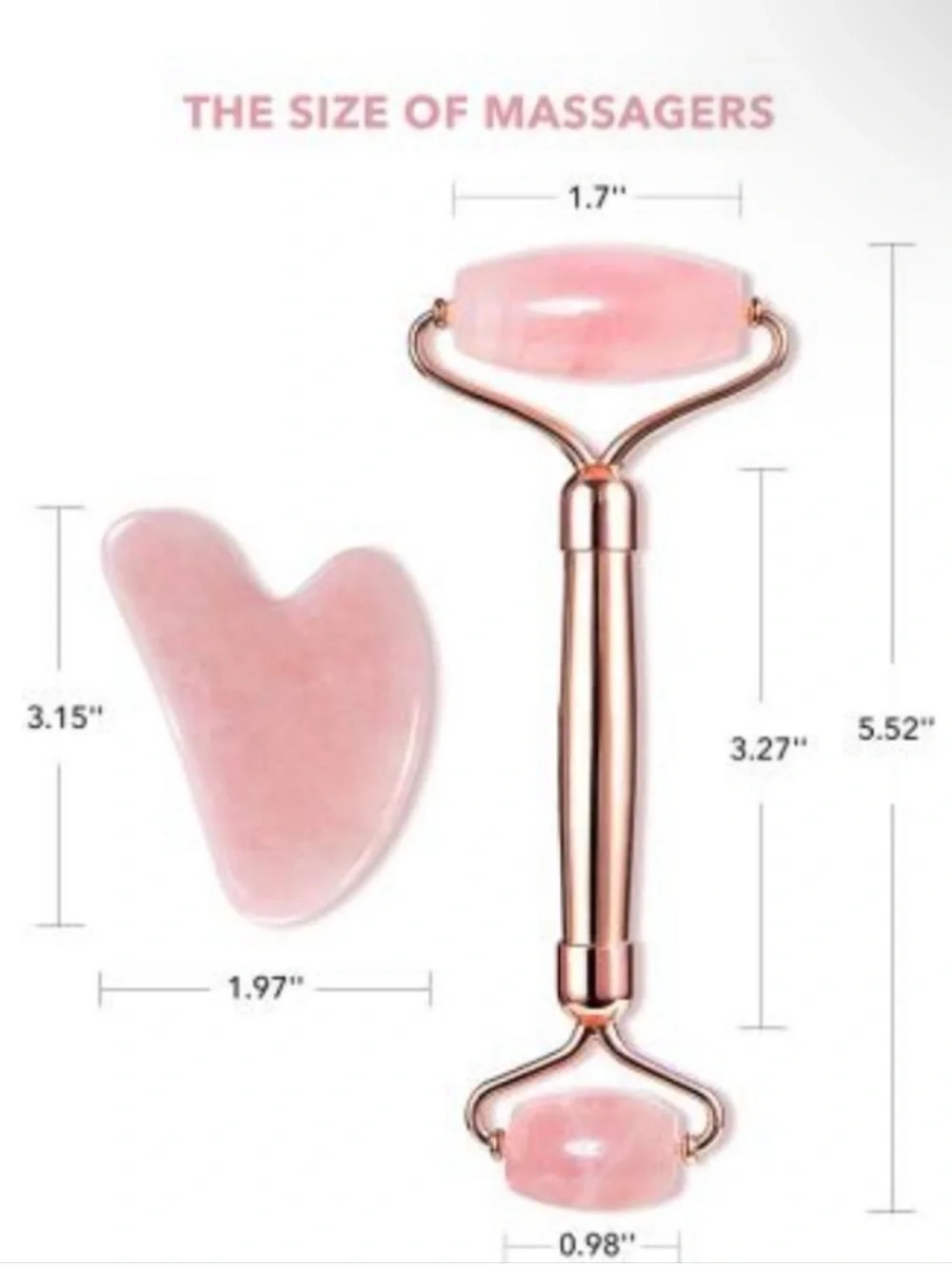 Hanabee Rose Quartz Facial Roller & Gua Sha Set - Pink